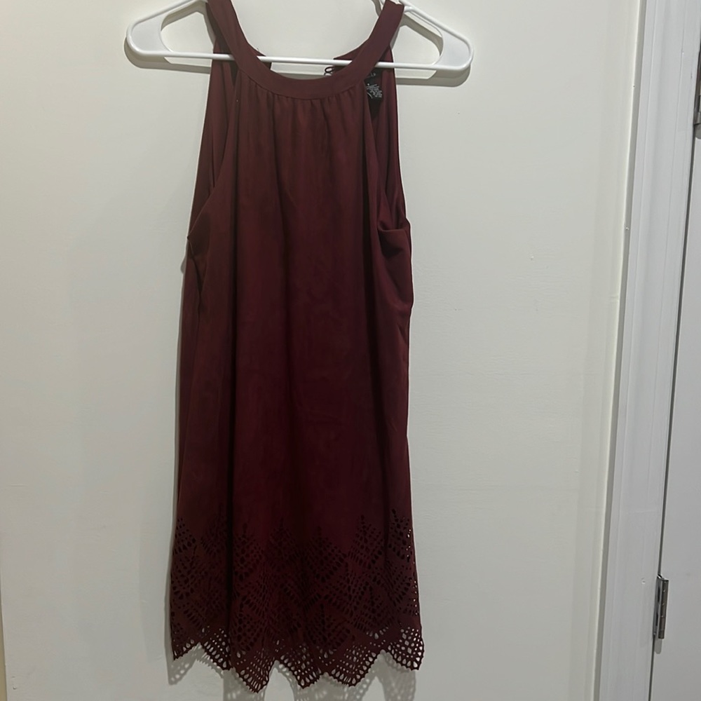 Burgundy velvet dress